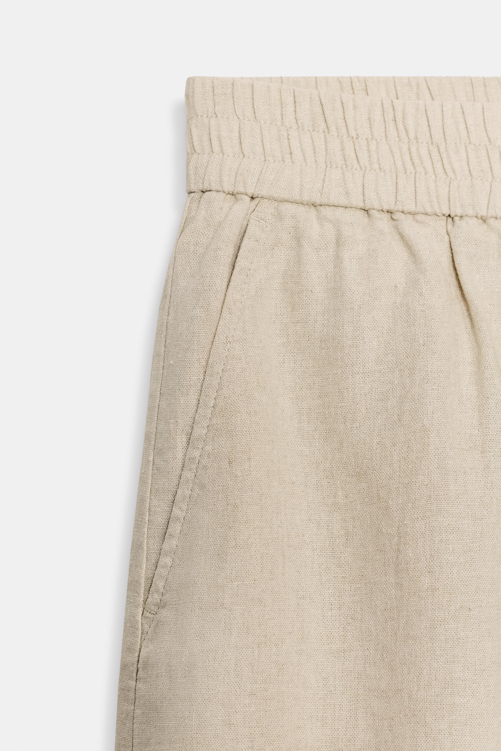 SHORT EN LIN À TAILLE ÉLASTIQUE
